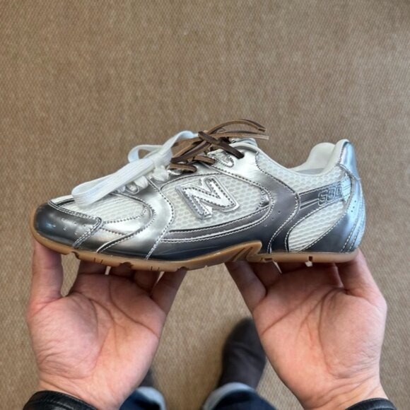 ✅New Balance X Miu Miu 530 SL metallic leather and mesh sneakers - Picture 6 of 7